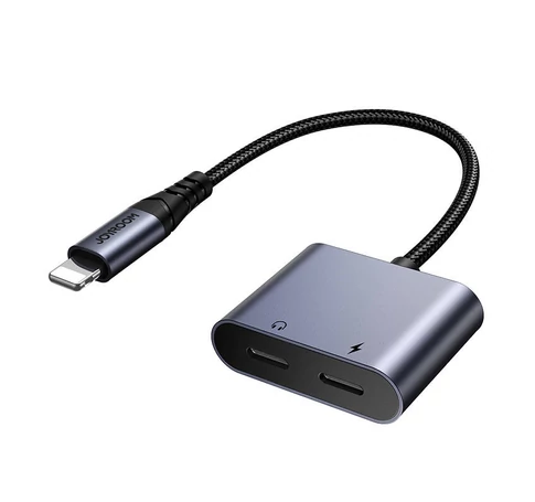 2-in-1 Audio adapter Joyroom SY-L02 Lightning to Double Lightning (black)