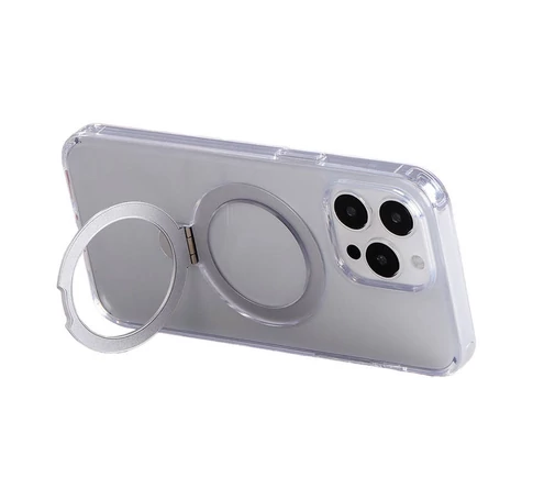 Magnetic protective phone case with holder Joyroom JR-BP004 for iPhone 15 Pro Max (transparent)