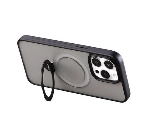 Magnetic protective phone case with holder Joyroom JR-BP004 for iPhone 15 Pro (black)