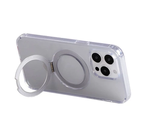 Magnetic protective phone case with holder Joyroom JR-BP004 for iPhone 15 Pro (transparent)