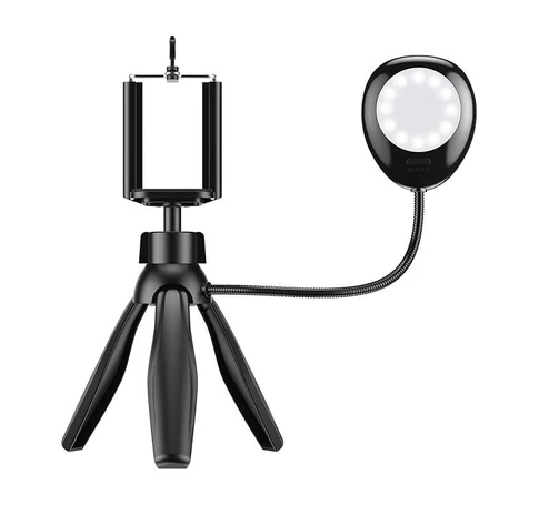 Phone holder/tripod APEXEL APL-JJ21FL with LED light (black)