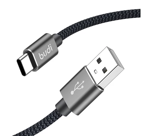 USB-A to USB-C Cable Budi 206T/2M 2.4A 2M (black)