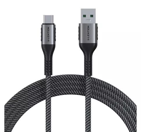 Kabel szybko ładujący USB-A 3.1 do USB-C Lention CB-ACE-6A1M, 6A, 10Gbps, 1m (czarny)