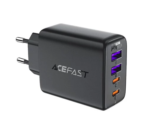 Acefast A61 GaN töltő 2xUSB-A, 2xUSB-C PD45W EU (fekete)