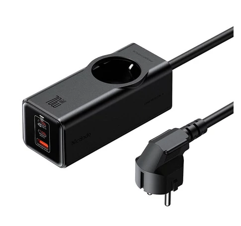 Power Strip GaN McDodo CH-4620 EU 70W, 2x USB-C, 1x USB (black)