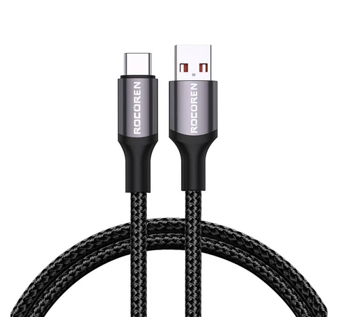 Fast Charging cable Rocoren USB-A to USB-C Retro Series 2m 3A (grey)