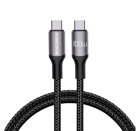 Fast Charging cable Rocoren USB-C to USB-C Retro Series 2m 100W (grey)