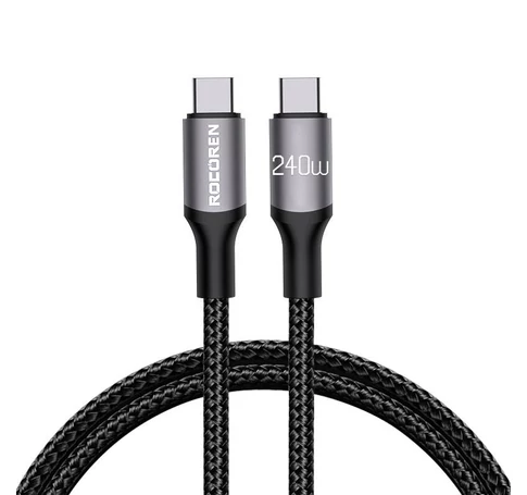 Fast Charging cable Rocoren USB-C to USB-C Retro Series 1m 240W (grey)