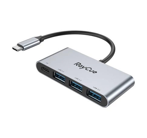 RayCue 4-in-1 hub USB-C to 3x USB-A 3.0 5Gbps + PD 3.0 100W (gray)