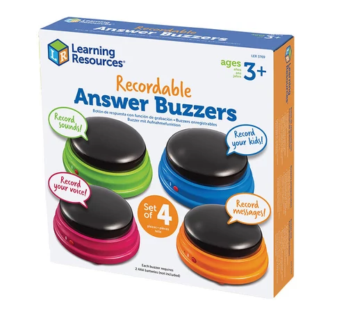Learning Resources LER 3769 Answer Buzzers nyomógombok felvehető hanggal (4 darabos készlet)