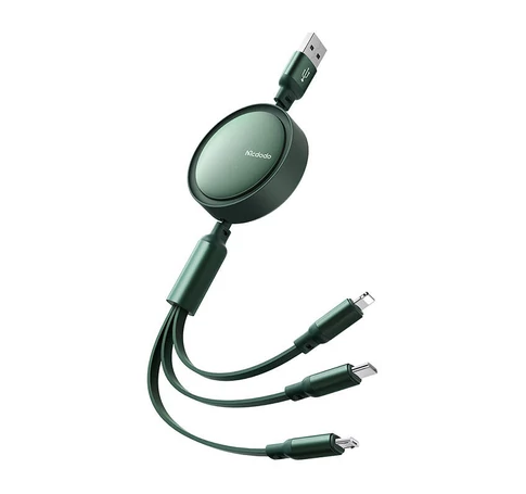 3in1 USB to USB-C / Lightning / Micro USB Cable, Mcdodo CA-7257, 3.5A, 1.2m (green)