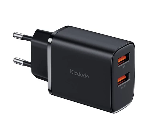 Mcdodo CH-5070 USB-A*2 mains charger, 12W (black)