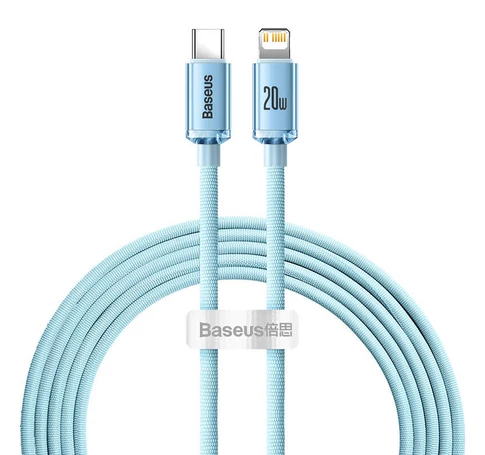 Kabel USB-C do iP Baseus Crystal Shine,  20W, 2m (niebieski)