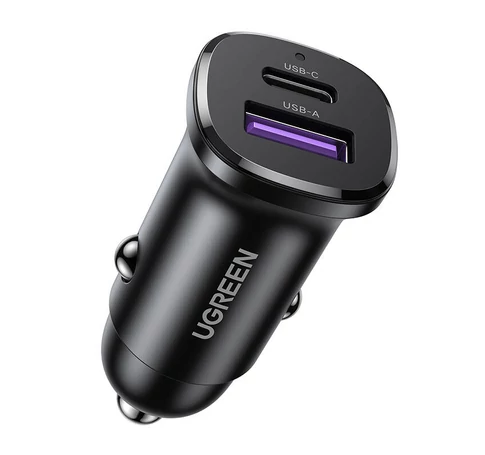 Ugreen EC305 USB-C + USB car charger, 30W (black)
