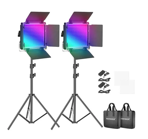 Neewer 660 PRO RGB LED studio set, two 50W 3200-5600K lamps + tripods + gates