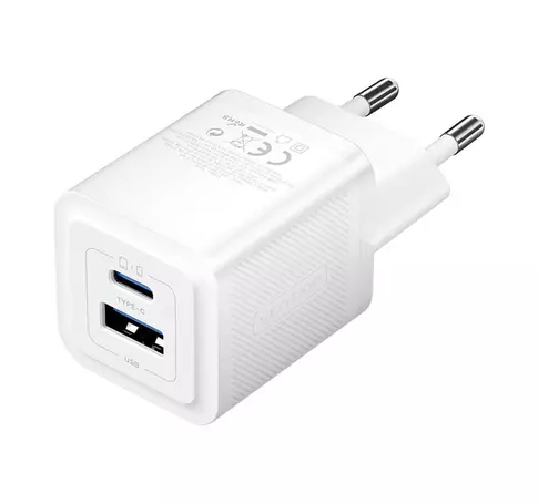 Wave töltő, Vention, FEQW0-EU, USB-C + USB-A, 30W/30W, GaN (fehér)