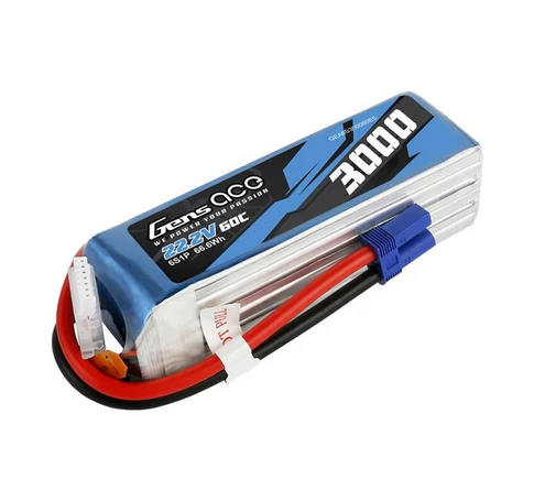 Gens ace 3000mAh 22.2V 60C 6S1P Lipo Battery Pack with EC5 plug