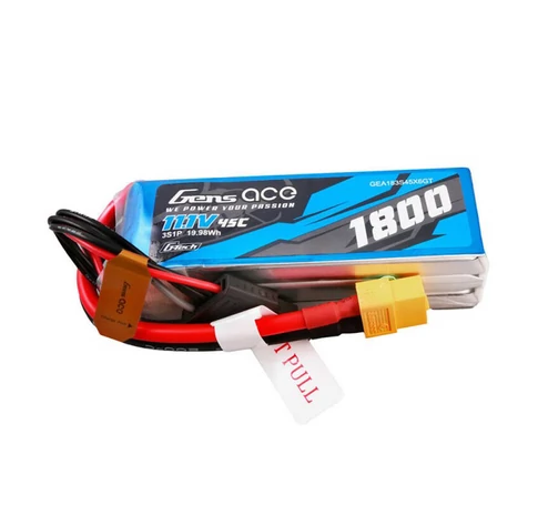 Gens ace G-Tech 1800mAh 11.1V 45C 3S1P Lipo Battery Pack with XT60 Plug