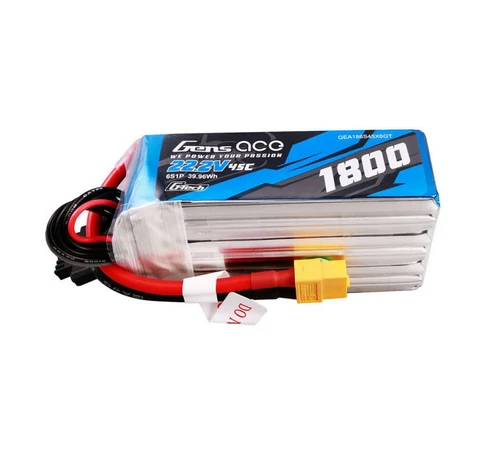 Gens ace G-Tech 1800mAh 22.2V 45C 6S1P Lipo Battery Pack with XT60 Plug