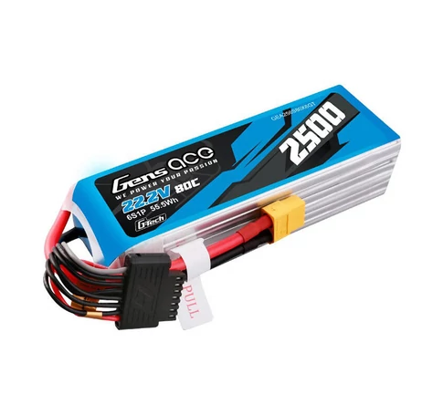 Gens ace G-Tech 2500mAh 22.2V 80C 6S1P Lipo Battery Pack with XT60 plug