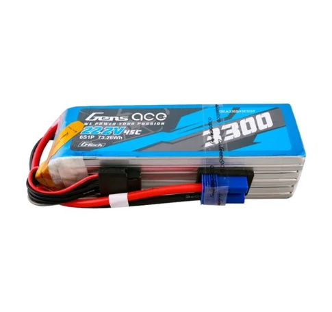 Gens ace G-Tech 3300mAh 22.2V 45C 6S1P Lipo Battery Pack with EC5 Plug