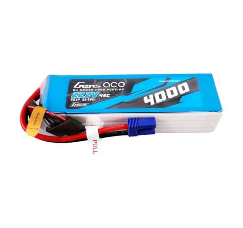 Gens ace G-Tech 4000mAh 22.2V 45C 6S1P Lipo Battery Pack with EC5 plug