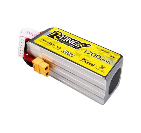 Tattu R-Line 22.2V 1700mAh 6S 95C Lipo Battery with XT60 Plug