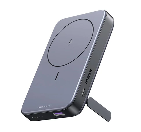 Magnetic powerbank 10000mAh Ugreen PB206, USB + USB-C, 20W with stand function (black)