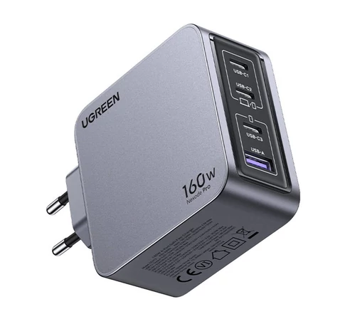 Ugreen Nexode Pro 160W wall charger, GaN, USB + 3x USB-C (gray)