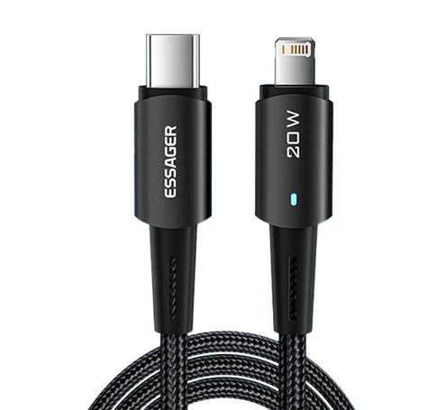 USB-C to Lightning cable, Essager, EXCTL-CG01, 20W, 1m (black)