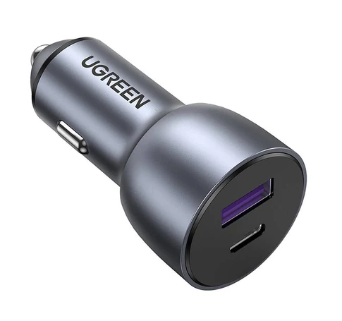 Car charger Ugreen CD213, USB + USB-C, 36W (gray)
