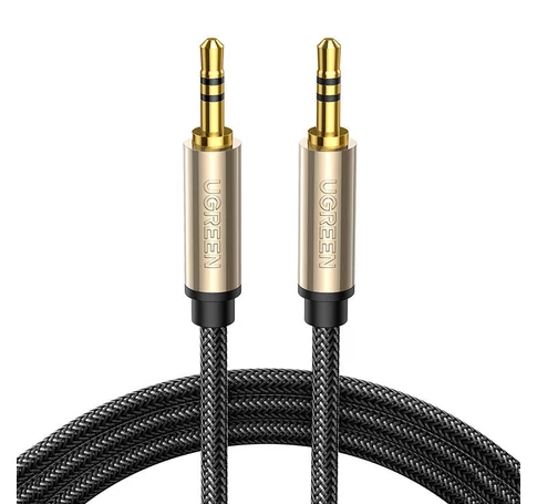AUX cable mini jack 3.5mm Ugreen AV125, gold-plated, 3m (gray)