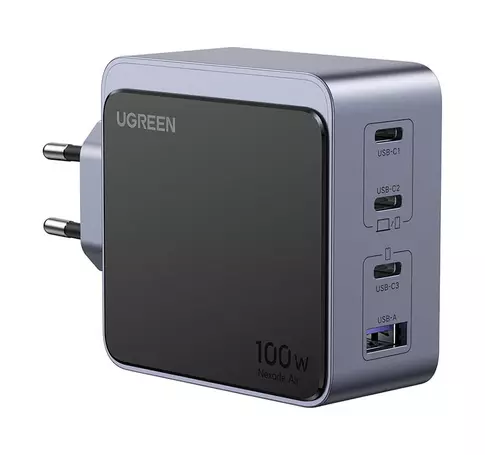 Wall charger Ugreen Nexode Air 100W, 3x USB-C, USB (gray)