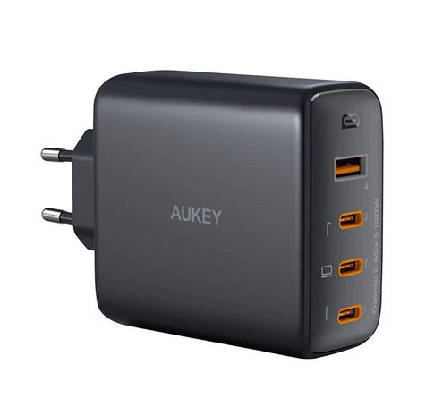 Wall charger Aukey PA-B7S, 1xUSB-A, 3xUSB-C, 100W GaN (black)