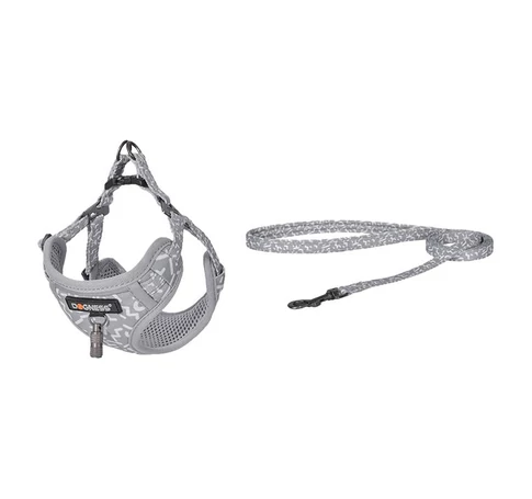 Cat set Dogness harness and leash 1,5m (Light Grey)