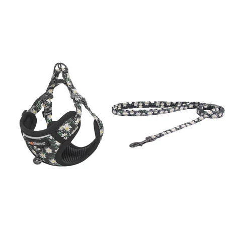 Cat set Dogness harness and leash 1,5m (Daisy Black)