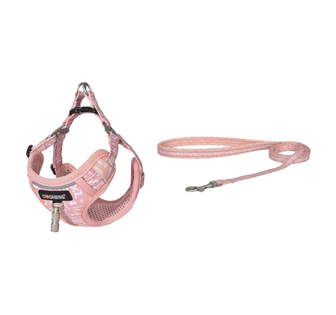 Dogness cat leash 1,5m+harness walking set (pink)