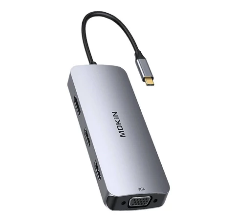 HUB 8in1 MOKiN USB-C VGA+2xHDMI (silver)
