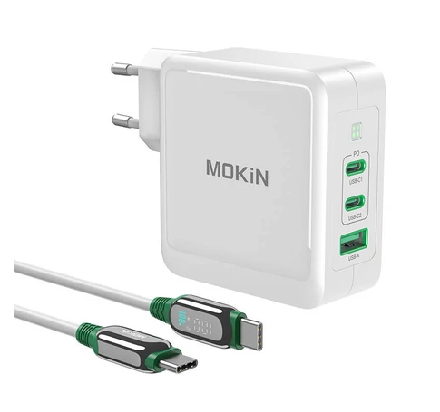 Charger MOKiN PD140W 2C1A GaN 2xUSB-C 1xUSB-A (black)