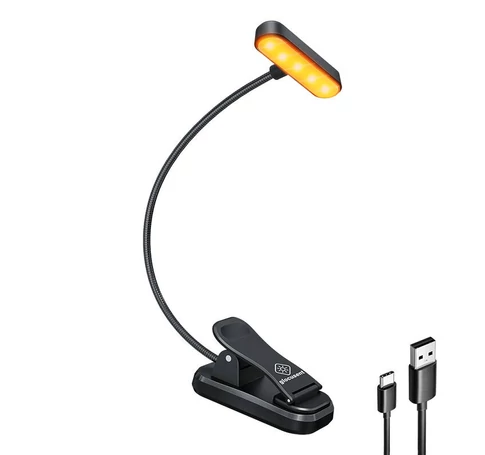 Wireless lamp Glocusent ET-Head GLCSNTA1801 clip-on book light, USB-C 650mAh timer Black
