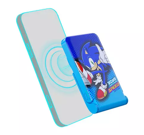 Magnetic powerbank OTL 5000 mAh, USB-C 15W, Sonic The Hedgehoh with stand (blue)