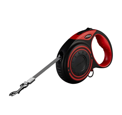 Dogness automatic 5m leash with flashlight and bag container (red)
