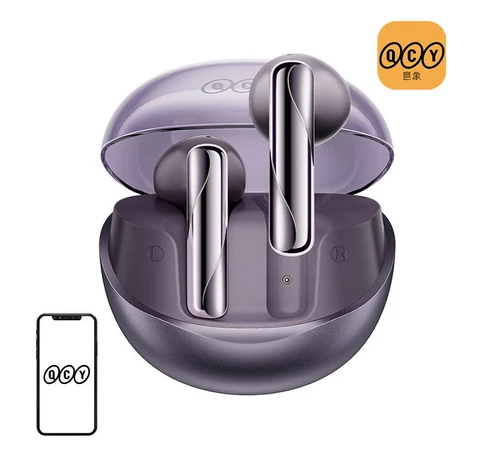 TWS QCY AilyBuds Clear T32 Headphones (purple)