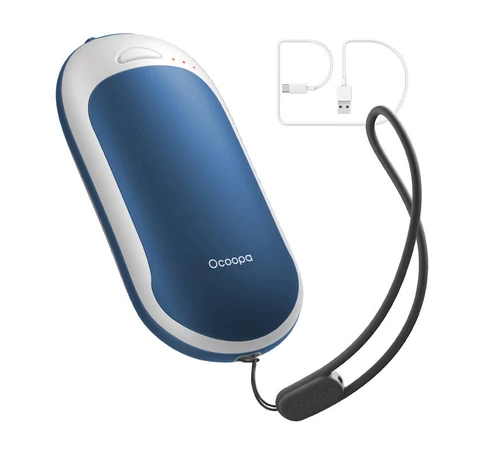 Ocoopa HotPal PD 5000 mAh hand warmer with powerbank function, USB-C white-blue