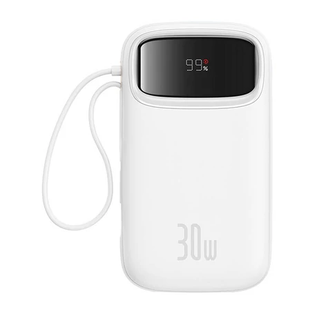 Baseus QPow 2 20000mAh 30W 2xUSB-C külső akkumulátor (fehér)