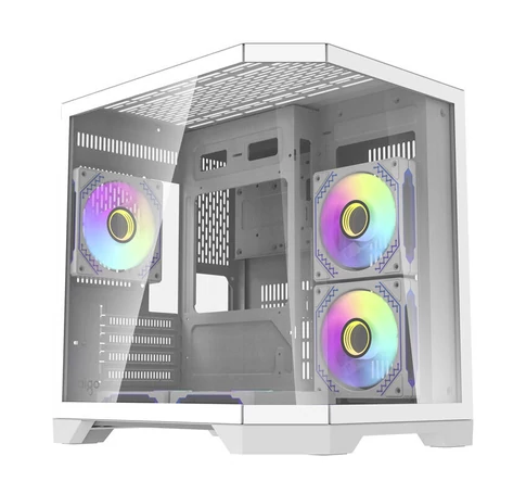 Darkflash FT350 számítógépház + 5 ARGB ventilátor (fehér)
