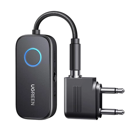 UGREEN CM671 Bluetooth 5.3 adó/vevő, mini jack 3,5 mm, 300mAh + repülőgépes adapter