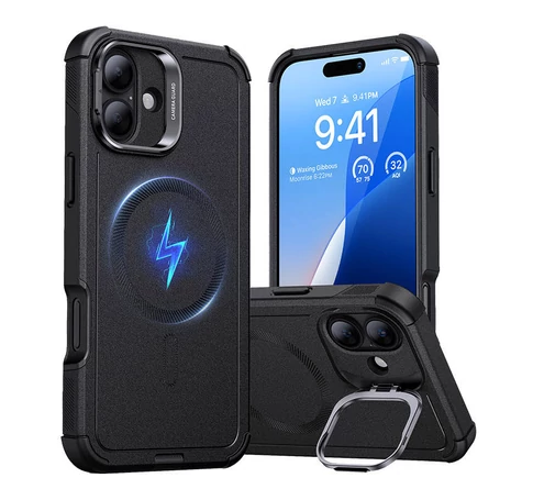 Cyber Tough (HaloLock) ESR case with stand for iPhone 16 (black)