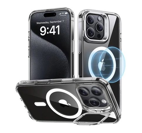ESR Classic Hybrid (HaloLock) case with stand for iPhone 16 Pro (transparent)