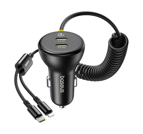 60W Baseus USB-C autós töltő + Lightning kábel (fekete)